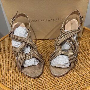 Loeffler Randall Gold Metallic Leather Strappy Sandals